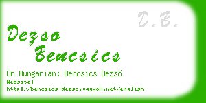 dezso bencsics business card
